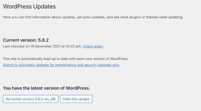 WordPress Updates