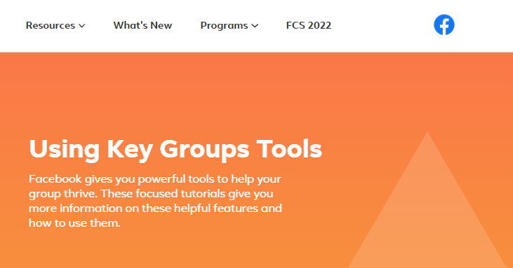 Facebook groups management through key tools